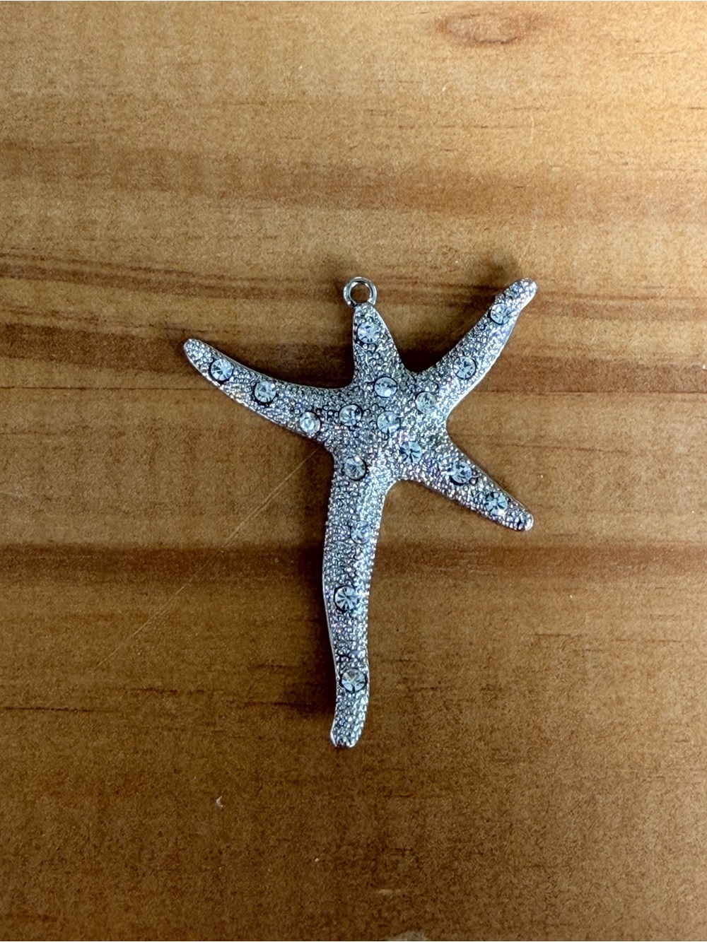 Starfish Pendant, Silver-tone, Rhinestones, Beach, Nautical, Summer, Charm